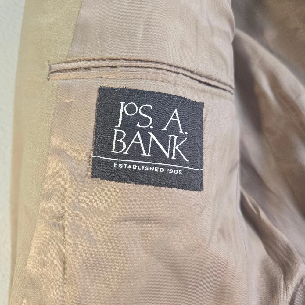 Jos. A. Bank Blazer Mens 40R Tan Two Button Notch Lapel Solid Sport Coat
